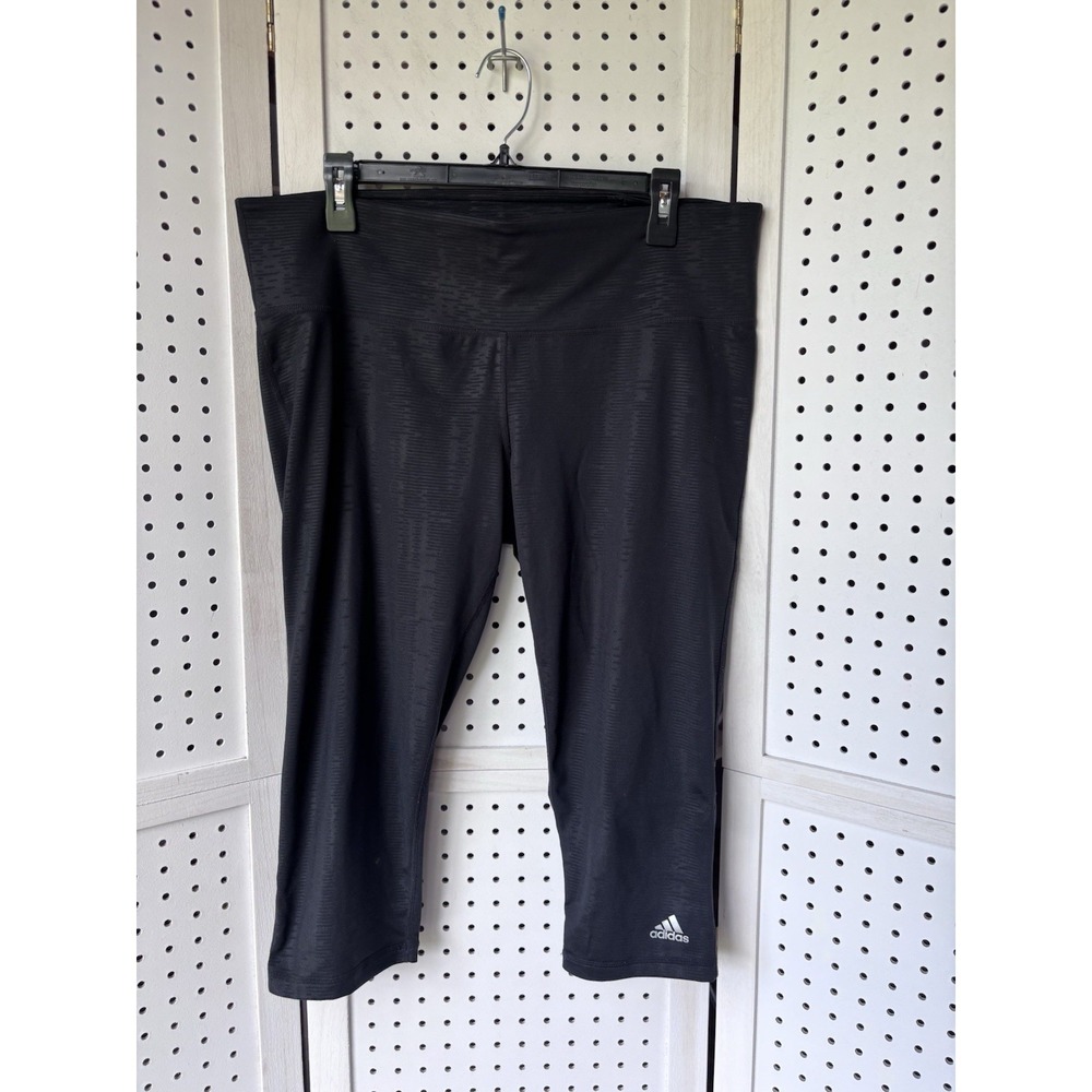 Adidas Climalite Running Capri Leggings Women's XL Athleisure Stretch Black Crop